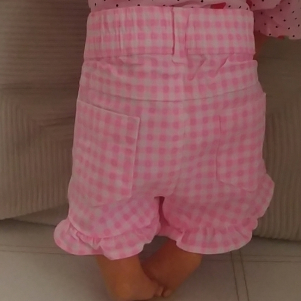 Pink Leopard Gingham Bundle 3-6M Heart Drama Queen Onesie Ruffle Pants Shorts - Picture 7 of 15